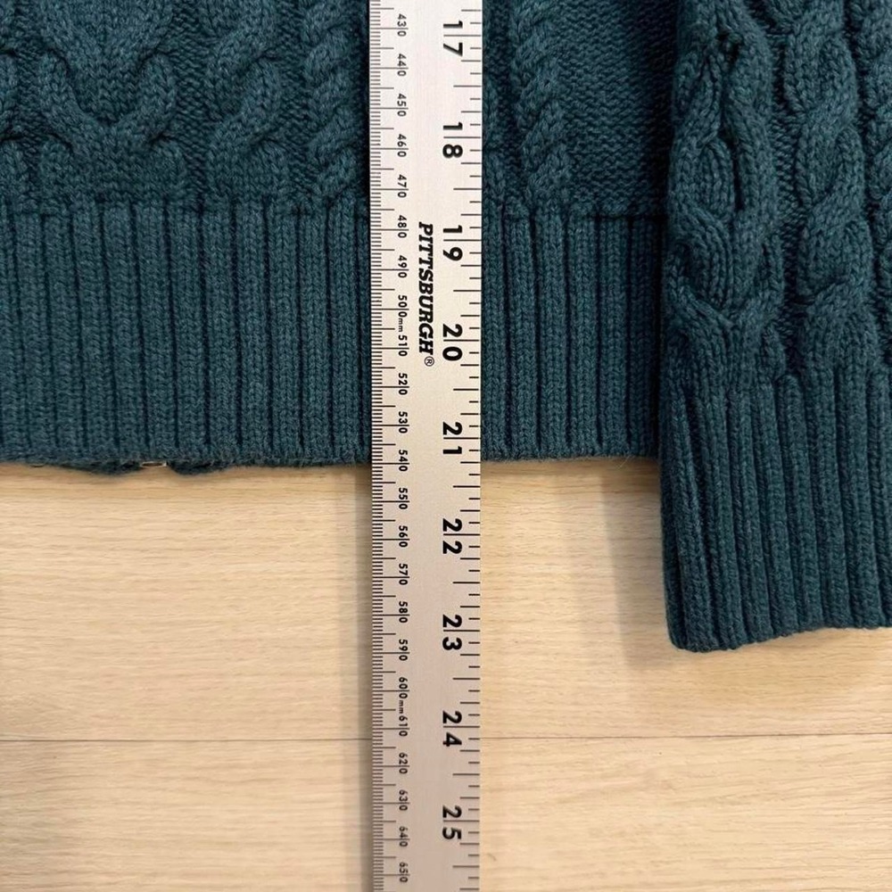 L.L. Bean Green Fisherman Cable Knit Full Zip Sweater Womens Size Small - Picture 4 of 6